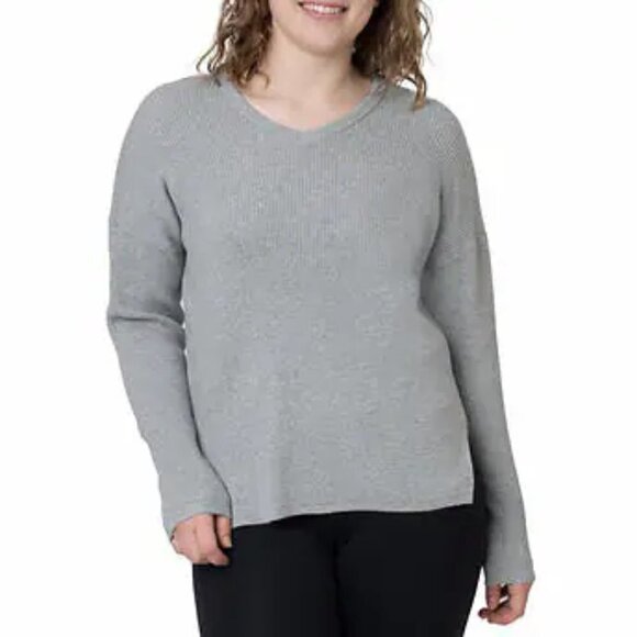 NEW Elle Long Sleeve V-neck Sweater | Grey - Picture 1 of 7